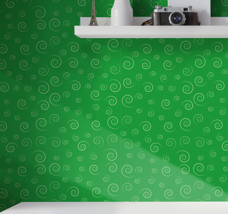 Spiraling Green Swirls wallpaper patterns - TenStickers