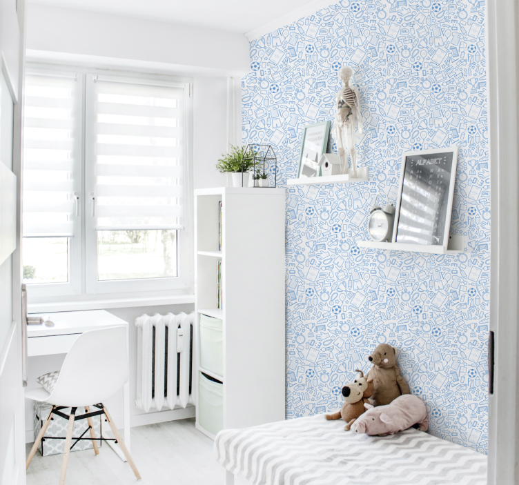 Sports Doodle Pattern wallpaper for the nursery - TenStickers