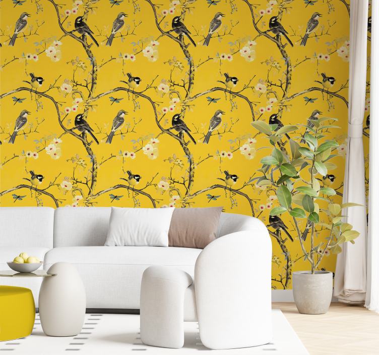Spring design the yellow wallpaper - TenStickers