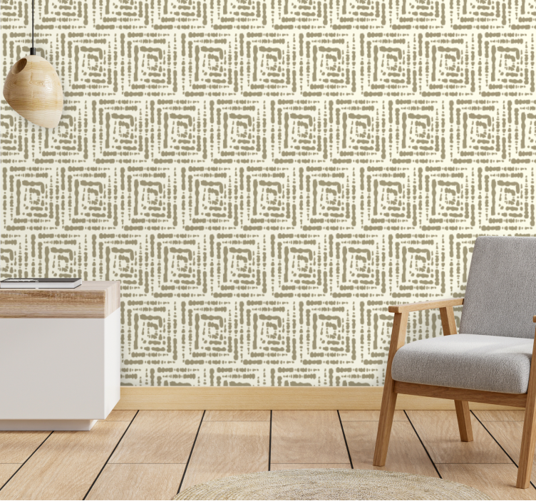 Beige square motif entrance wallpaper - TenStickers