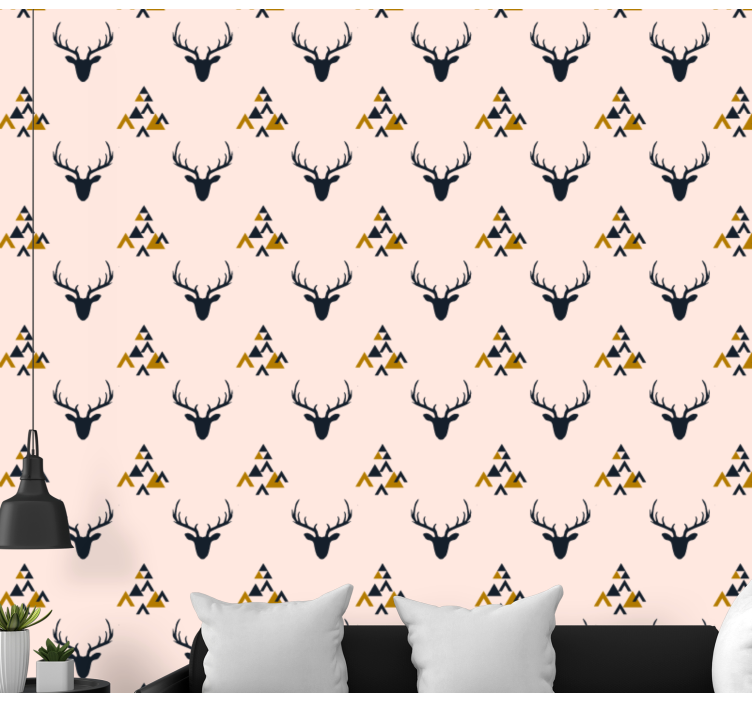 Stag Silhouette Pattern cute animal wallpaper - TenStickers