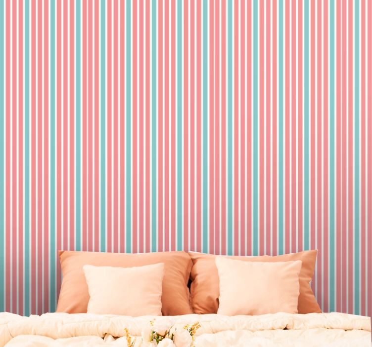 Striped Bedroom Ambiance wallpaper horizontal stripes - TenStickers