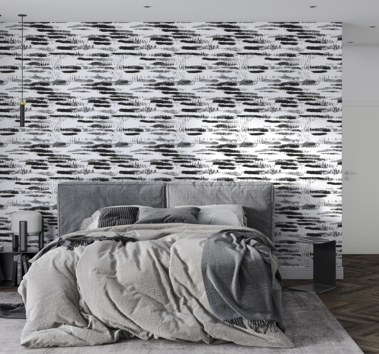 Strokes of black paint abstract wallpaper - TenStickers