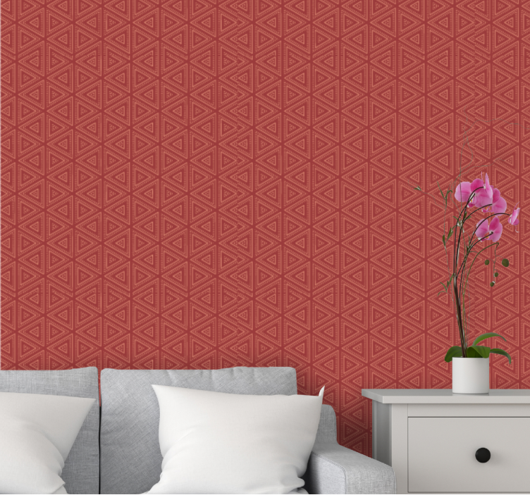 Stunning red pattern wallpaper triangles - TenStickers