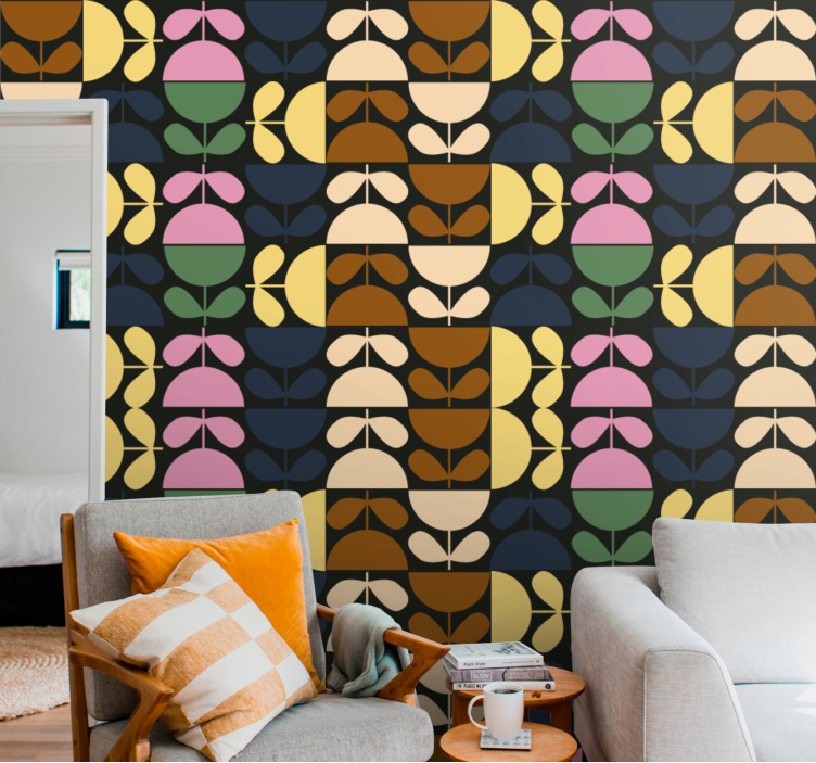 Stylized Leaf Patterns wallpaper flowery - TenStickers