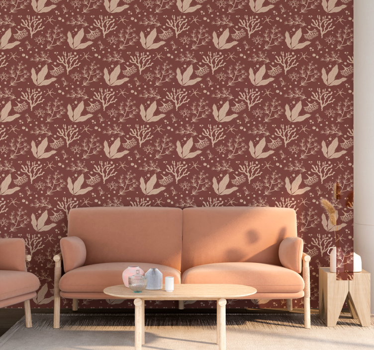 Submarine plants terracotta wallpaper - TenStickers