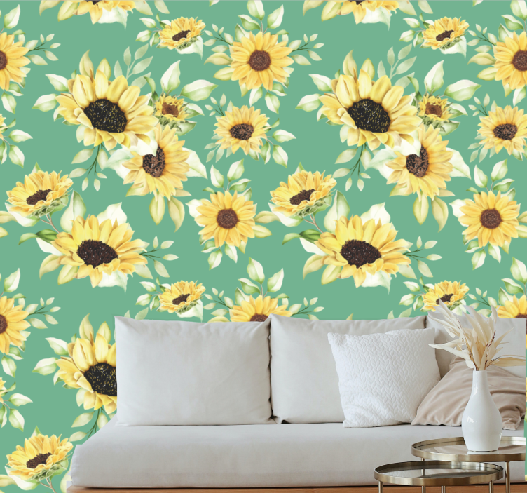 Sunflower Blooms flowers wallpaper - TenStickers