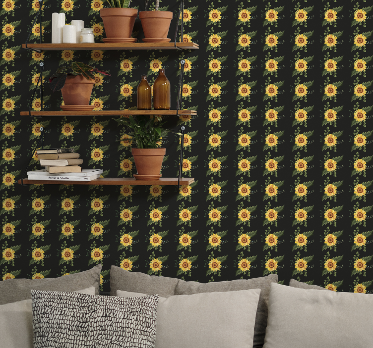 Sunny Floral Motif flowers wallpaper - TenStickers