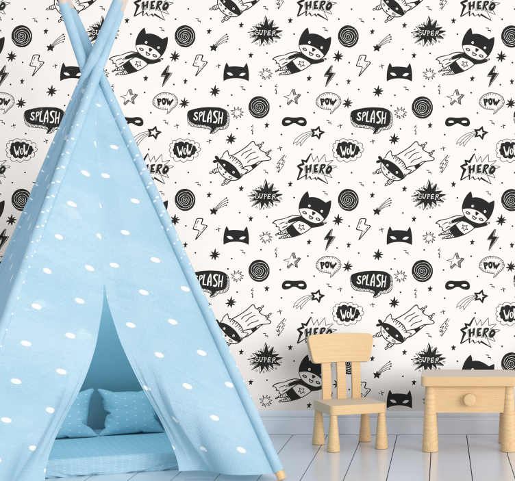 Superhero Comic Patterns wallpaper childrens room - TenStickers