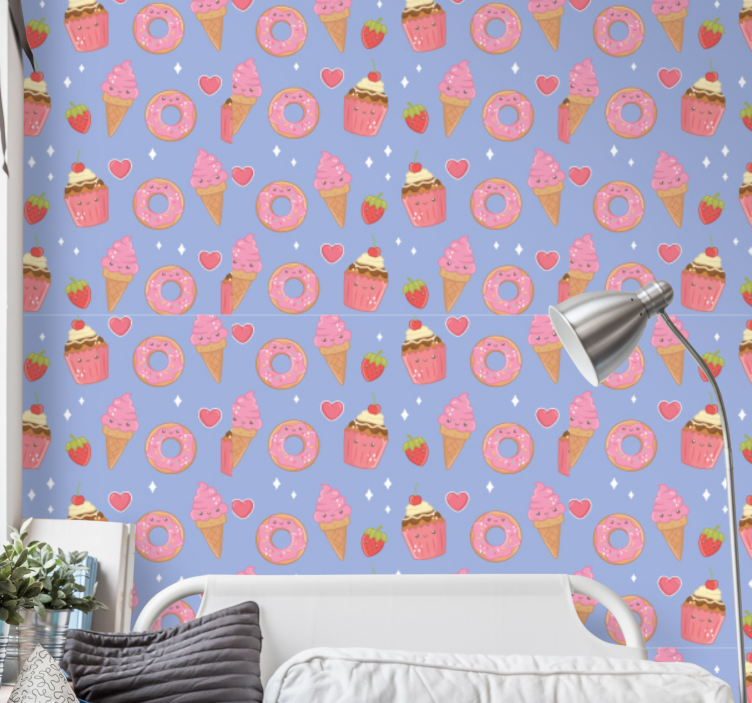 Sweet Dessert Pattern wallpaper for the nursery - TenStickers