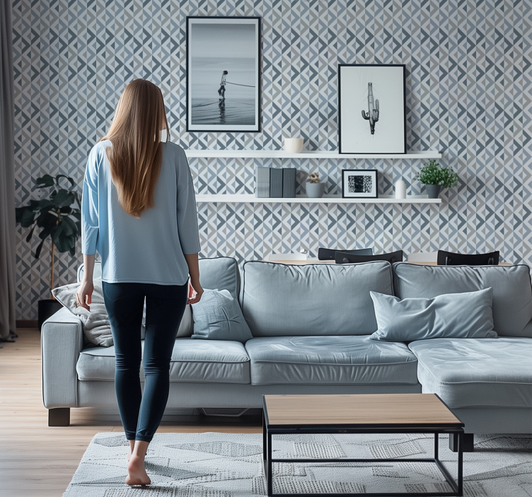 Textil effect geometric wallpaper - TenStickers