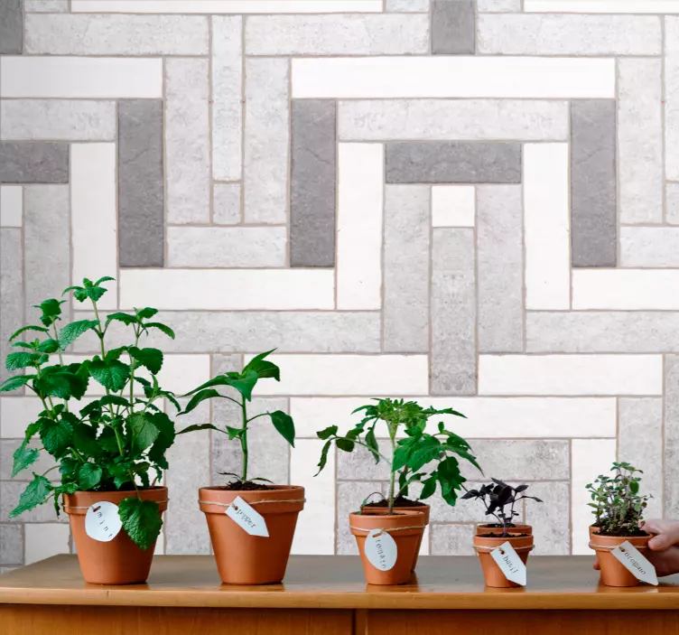 Gray paving pattern concrete wallpaper - TenStickers