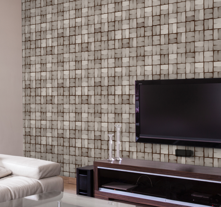 Textured stone blocks living room wallpaper - TenStickers