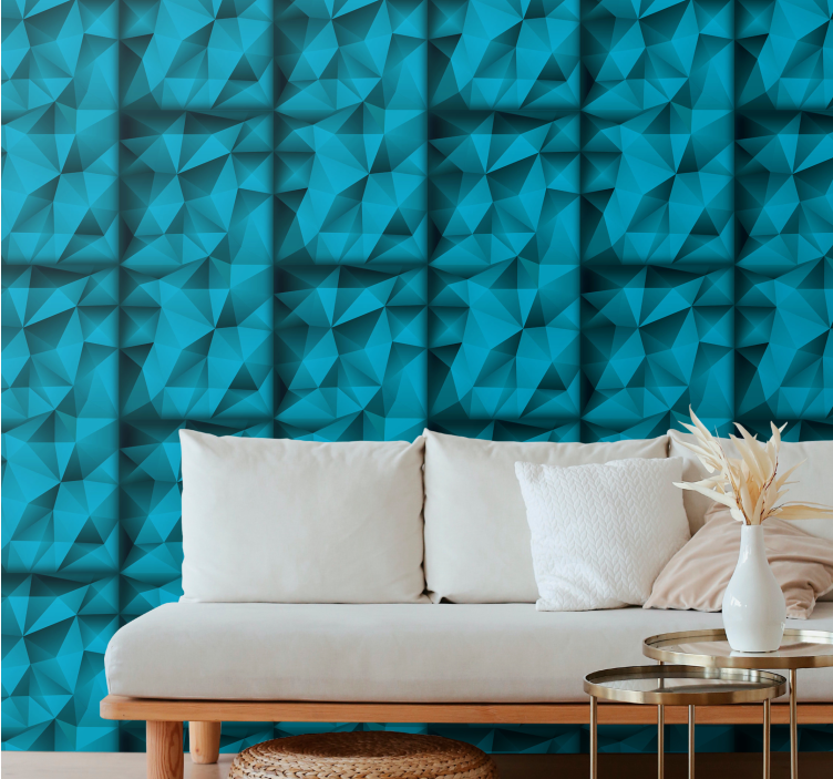 Textured blue pattern wallpaper triangles - TenStickers