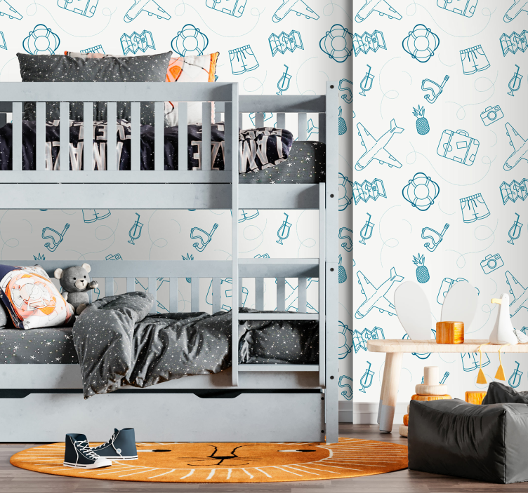 Travel Theme Elements wallpaper childrens room - TenStickers