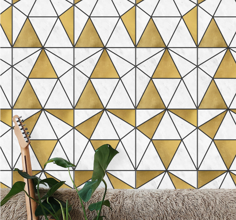 Geometric marble facets wallpaper triangles - TenStickers