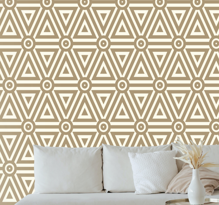 Triangular Beige Arrangement wallpaper geometric - TenStickers