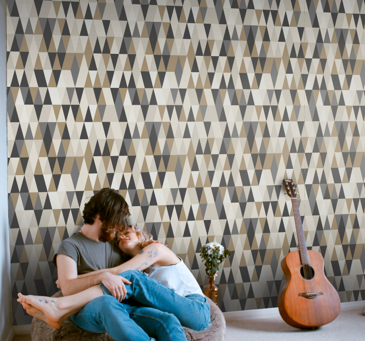 Brown pattern mix wallpaper triangles - TenStickers