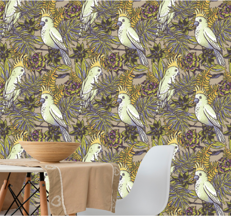 Tropical Bird Patterns cute animal wallpaper - TenStickers