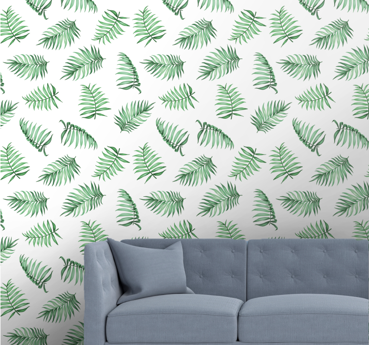 Tropical Ferns leaves wallpaper - TenStickers