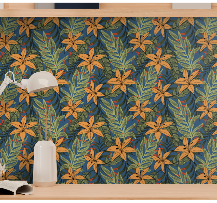 Tropical Floral Pattern flowers wallpaper - TenStickers