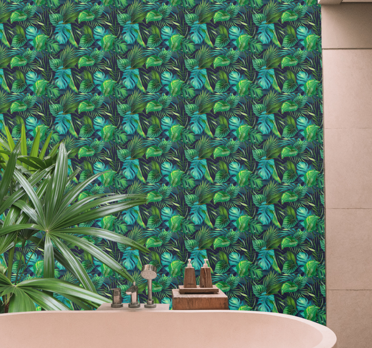 Tropical greenery pattern leaves wallpaper - TenStickers
