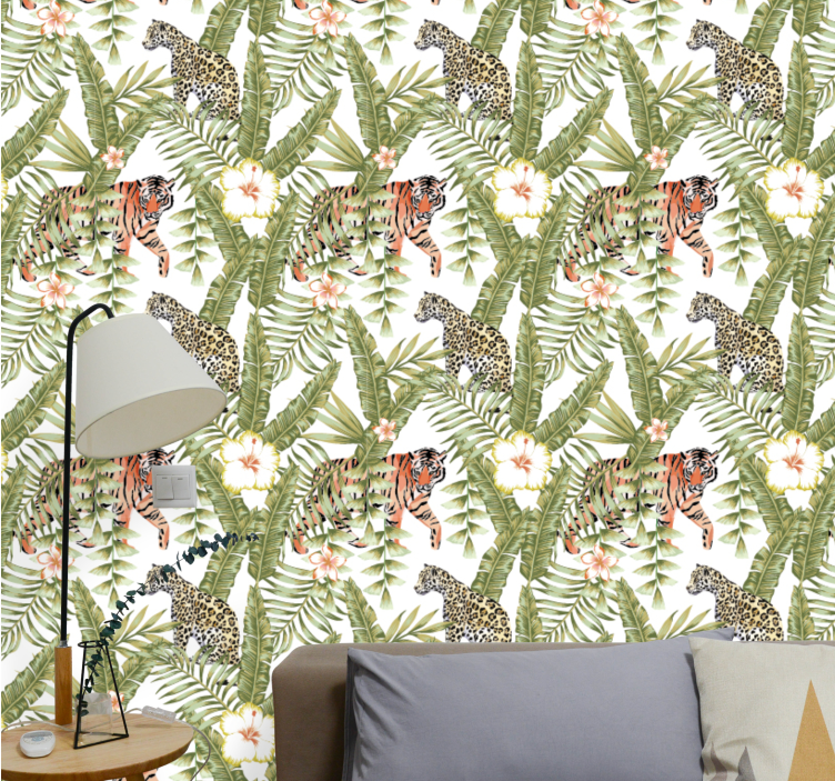 Tropical Jungle Fauna cute animal wallpaper - TenStickers