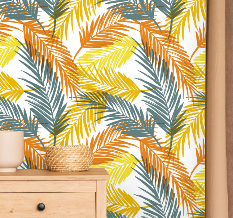 Tropical Palm Foliage leaves wallpaper - TenStickers