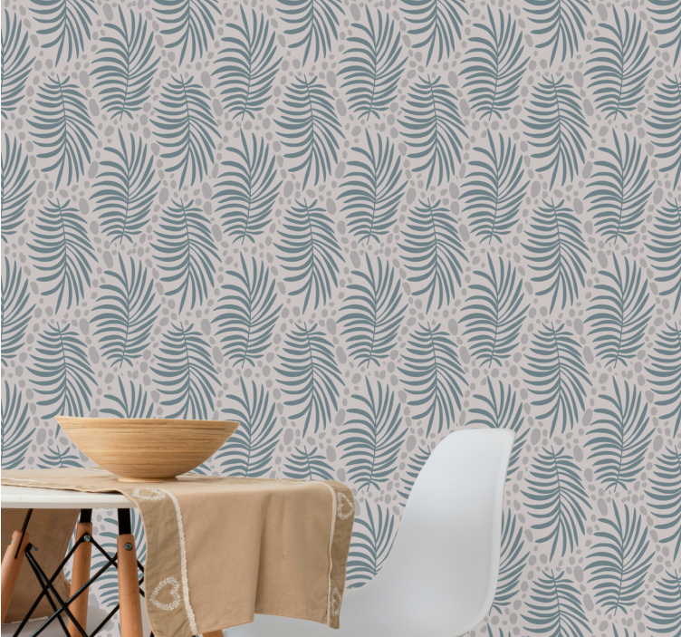 Tropical palm leaves dining room wallpaper - TenStickers