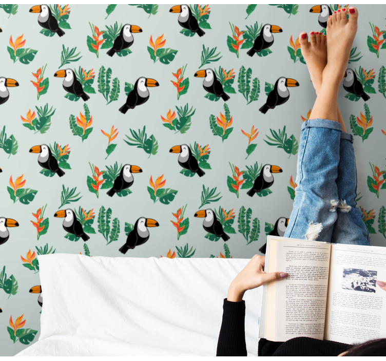 Tropical Toucans Design cute animal wallpaper - TenStickers