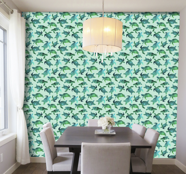 Turtle Pattern fishes wallpaper - TenStickers