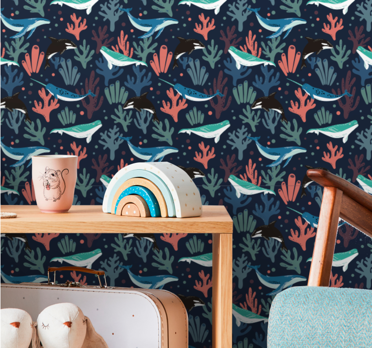 Underwater Scene fishes wallpaper - TenStickers