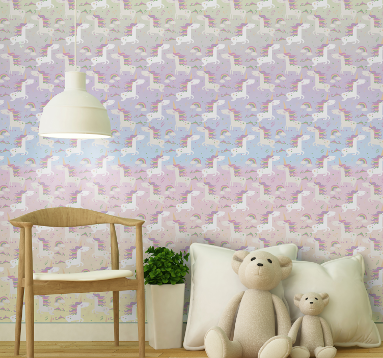 Rainbows background cute animal wallpaper - TenStickers