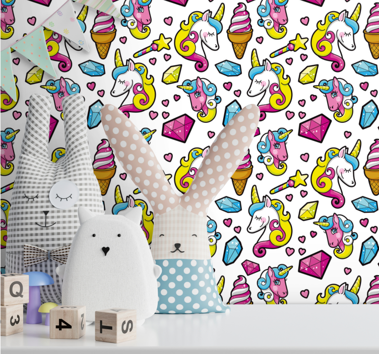 Unicorn Fantasy Motif wallpaper childrens room - TenStickers