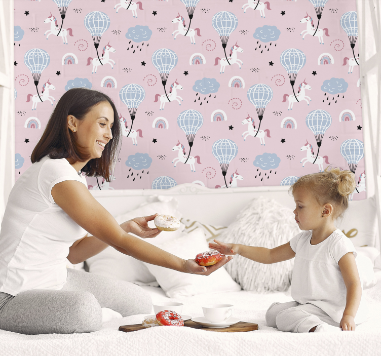Unicorns and balloons wallpaper for the nursery - TenStickers
