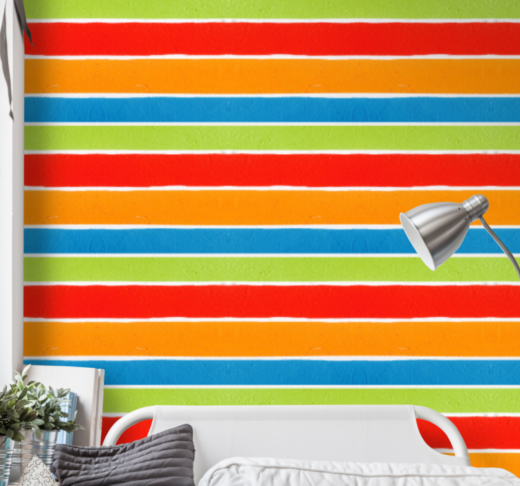 Rainbow Stripes stripes wallpaper - TenStickers