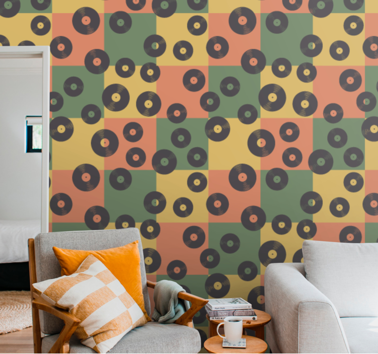 Wallpaper Record Pattern art deco wallpaper - TenStickers
