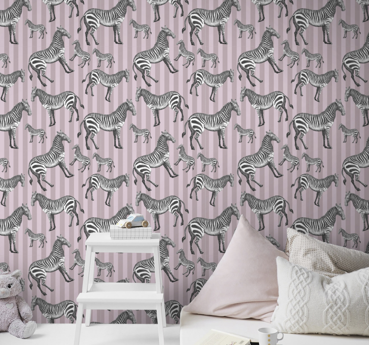 Wallpaper zebra pink animal design - TenStickers