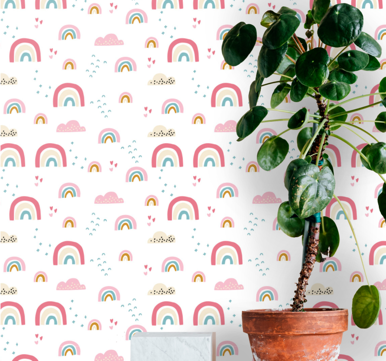 Whimsical Rainbows art deco wallpaper - TenStickers
