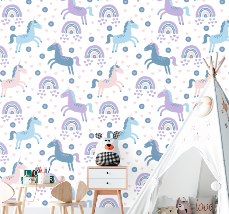 Whimsical Unicorns wallpaper for the nursery - TenStickers