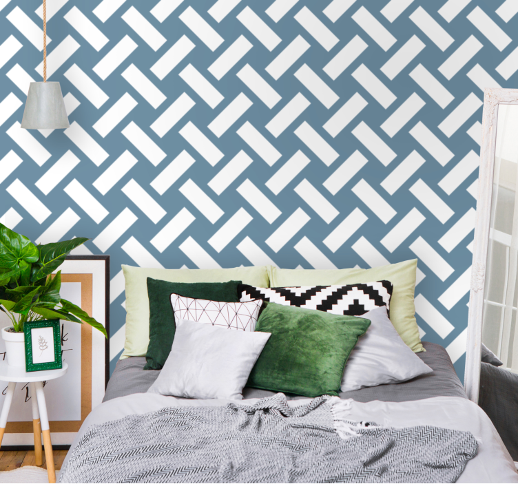 White Rectangles wallpaper geometric - TenStickers
