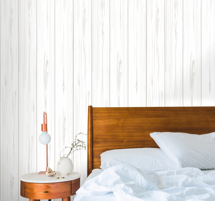 White wood modern rustic Wood Effect  Wallpaper - TenStickers