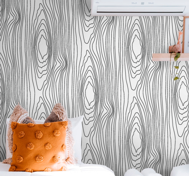 Linear tree rings wood feature wallpaper - TenStickers