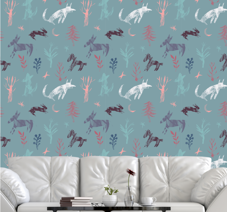 Woodland Creature Motif cute animal wallpaper - TenStickers