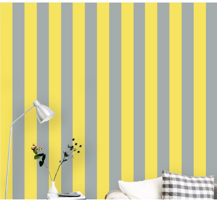 Yellow Gray Lines wallpaper horizontal stripes - TenStickers
