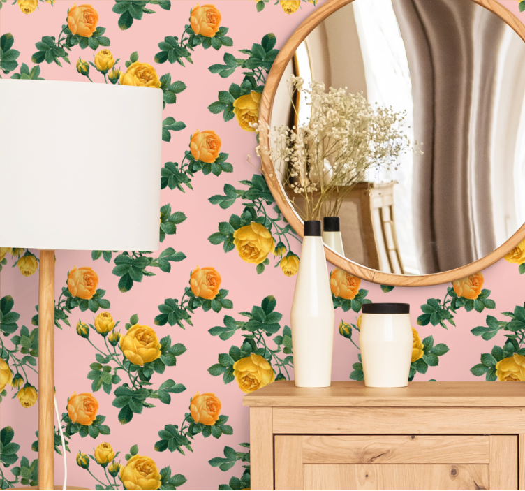 Yellow Rose Patterns flowers wallpaper - TenStickers