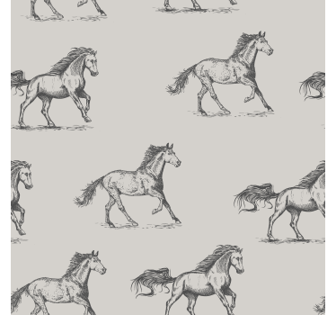 Grey simple pattern wallpaper horses - TenStickers