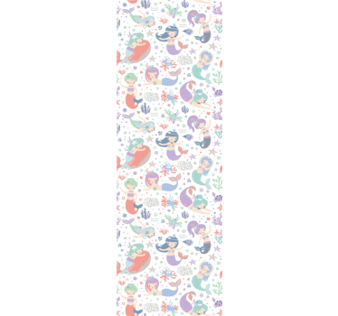 Mermaid Underwater Scene cute animal wallpaper - TenStickers