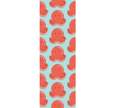 Red octopus design cute animal wallpaper - TenStickers