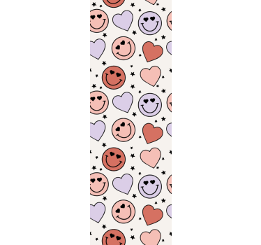 Smiley heart motif teenage bedroom wallpaper - TenStickers